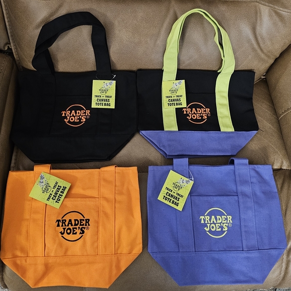 Other - Canvas Tote Bag Set - Black, Orange, Purple, Green